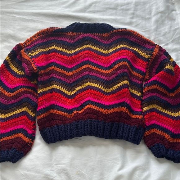 NWT FARM Rio Colorful Waves Crochet Sweater - Picture 12 of 15